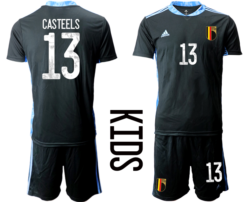 Youth 2021 European Cup Belgium black goalkeeper #13 Soccer Jersey